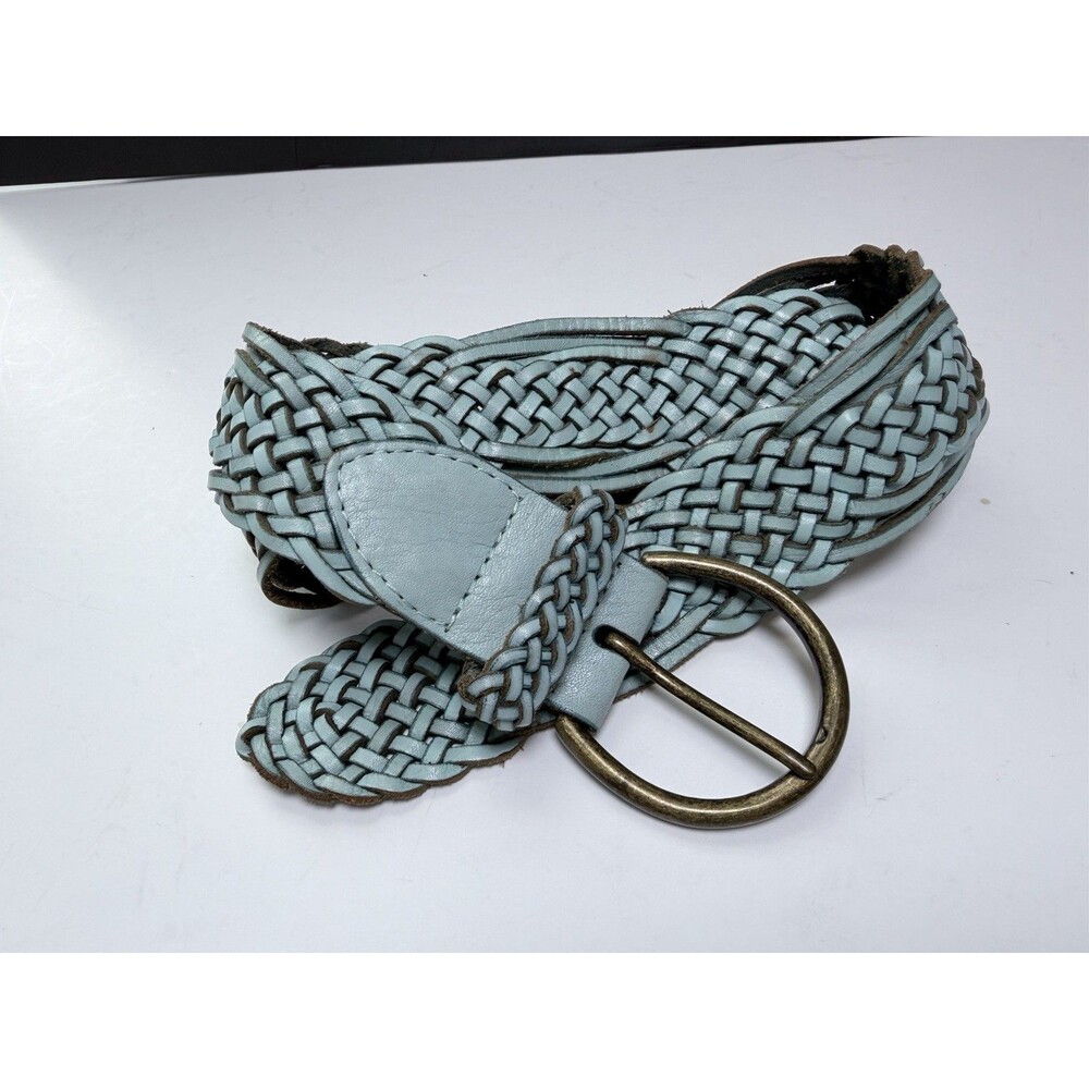 Linea Pelle Belt Braided Woven Leather Turquoise Women's Small Boho Adjustable - Picture 6 of 16